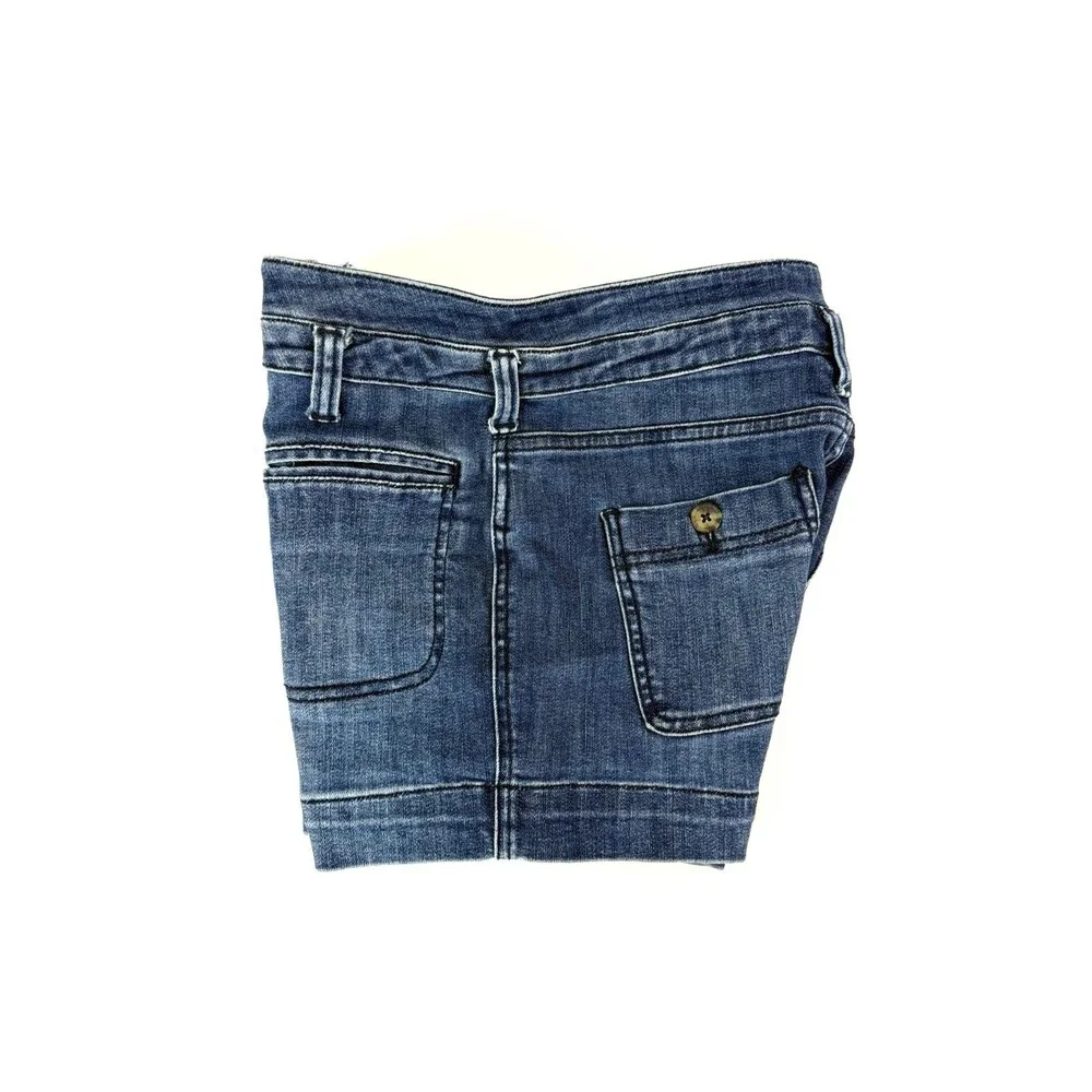 Pilcro Anthropologie High Rise Slim Denim Shorts Size 26 Button Fly Blue Wash - Picture 5 of 9